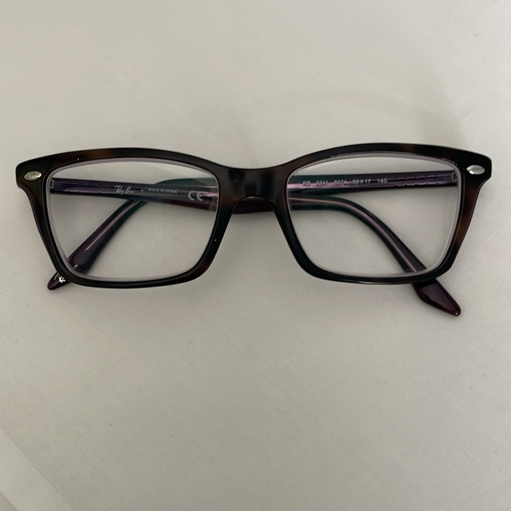 Ray-Ban dark tortoise shell and purple glasses